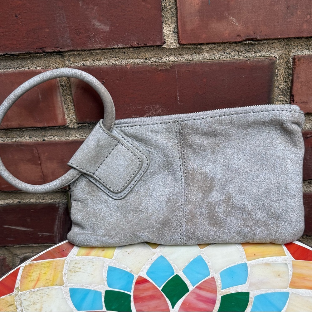 HOBO Sable Wristlet in metallic grey - EUC